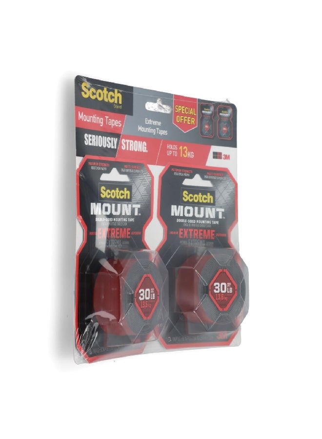 Scotch  Extreme Double-Sided Twin Pack Mounting Tape Black 1 x 60inch XN006300554 - Image 2
