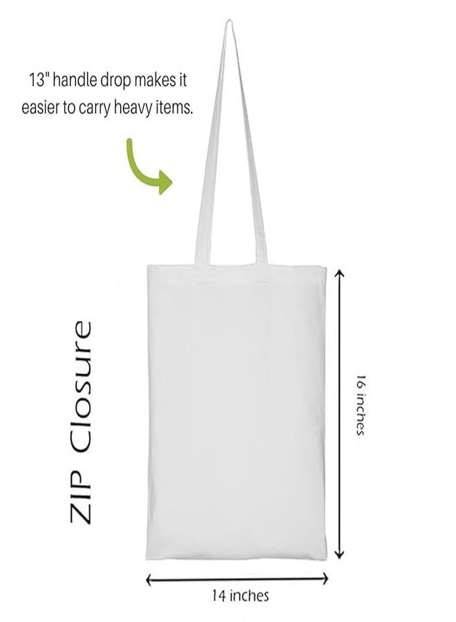 Clapcart Reusable Zipper Tote Bag for Women/Girls | Multipurpose 100% Organic Cotton Printed Tote Bags | Shopping Sturdy Canvas Bag with 12kgs Capacity (Do I Look Like I Care Prints) - Image 5
