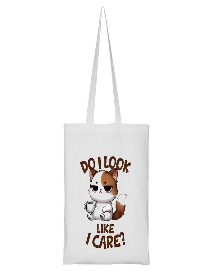 Clapcart Reusable Zipper Tote Bag for Women/Girls | Multipurpose 100% Organic Cotton Printed Tote Bags | Shopping Sturdy Canvas Bag with 12kgs Capacity (Do I Look Like I Care Prints) - Image 2