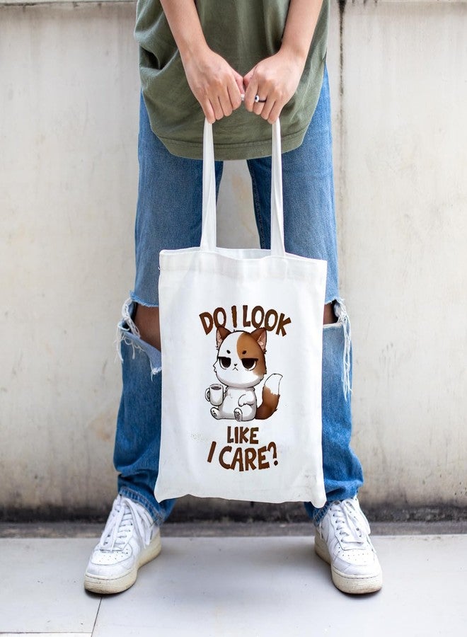 Clapcart Reusable Zipper Tote Bag for Women/Girls | Multipurpose 100% Organic Cotton Printed Tote Bags | Shopping Sturdy Canvas Bag with 12kgs Capacity (Do I Look Like I Care Prints) - Image 3