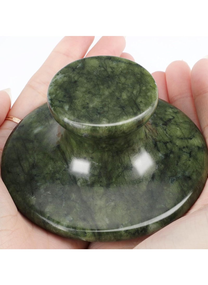 Ru syanl Massage Stone 3.5inch Jade Mushroom Shaped Natural Hot Rocks Massage Gua Sha Back Massage Tool for Essential Massage Body Spa Therapy Lymphatic Drainage  - Image 1