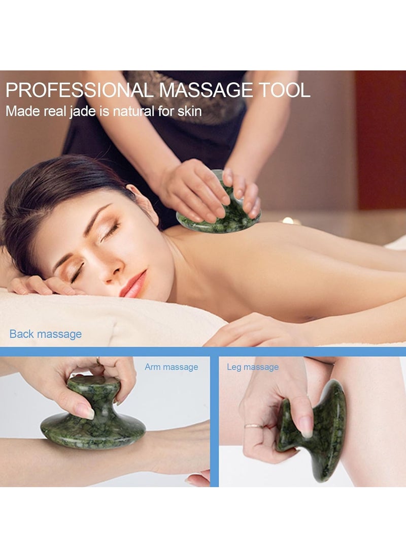 Ru syanl Massage Stone 3.5inch Jade Mushroom Shaped Natural Hot Rocks Massage Gua Sha Back Massage Tool for Essential Massage Body Spa Therapy Lymphatic Drainage  - Image 2