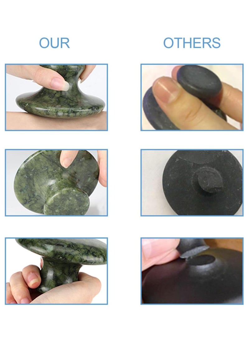 Ru syanl Massage Stone 3.5inch Jade Mushroom Shaped Natural Hot Rocks Massage Gua Sha Back Massage Tool for Essential Massage Body Spa Therapy Lymphatic Drainage  - Image 3
