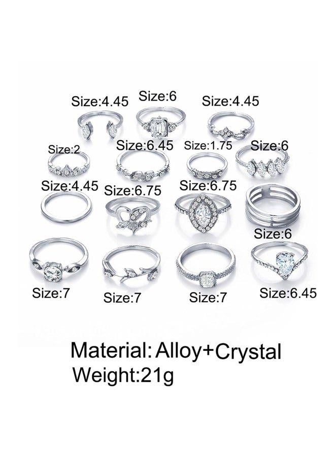 BELICEY 9-15PCS Knuckle Stacking Rings Set for Women Crystal Rhinestone Finger Statement Ring Sets Vintage Joint Knot Mid Rings Stackable Rings Jewelry Accessories (Silver-Cryst Rhinestone) - Image 5