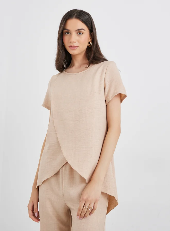 تايك تو Take Two Women Beige Wrap Top and Pants Co-Ords