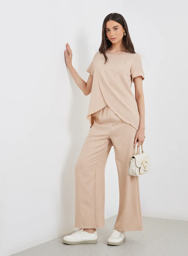 تايك تو Take Two Women Beige Wrap Top and Pants Co-Ords