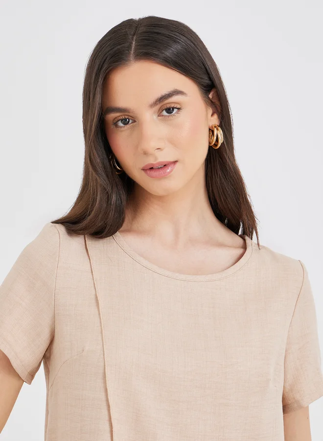 Styli Styli Women Beige Wrap Top and Pants Co-Ords