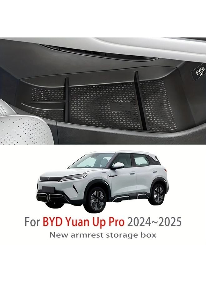 BYD Yuan Up Pro 2024 2025 صندوق تخزين مسند الذراع الأسود منظم كونسول الوسط من مادة ABS - Image 2