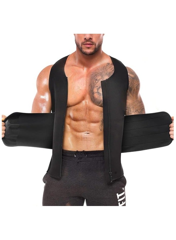 Excefore Sauna Vest with Waist Trainer for Men, 2 in 1 Men's Abdomen Trainer Neoprene Slimming Workout Vest Shaper Promotes Healthy Sweat, Weight Loss, Lower Back Posture(XXL) - Image 1