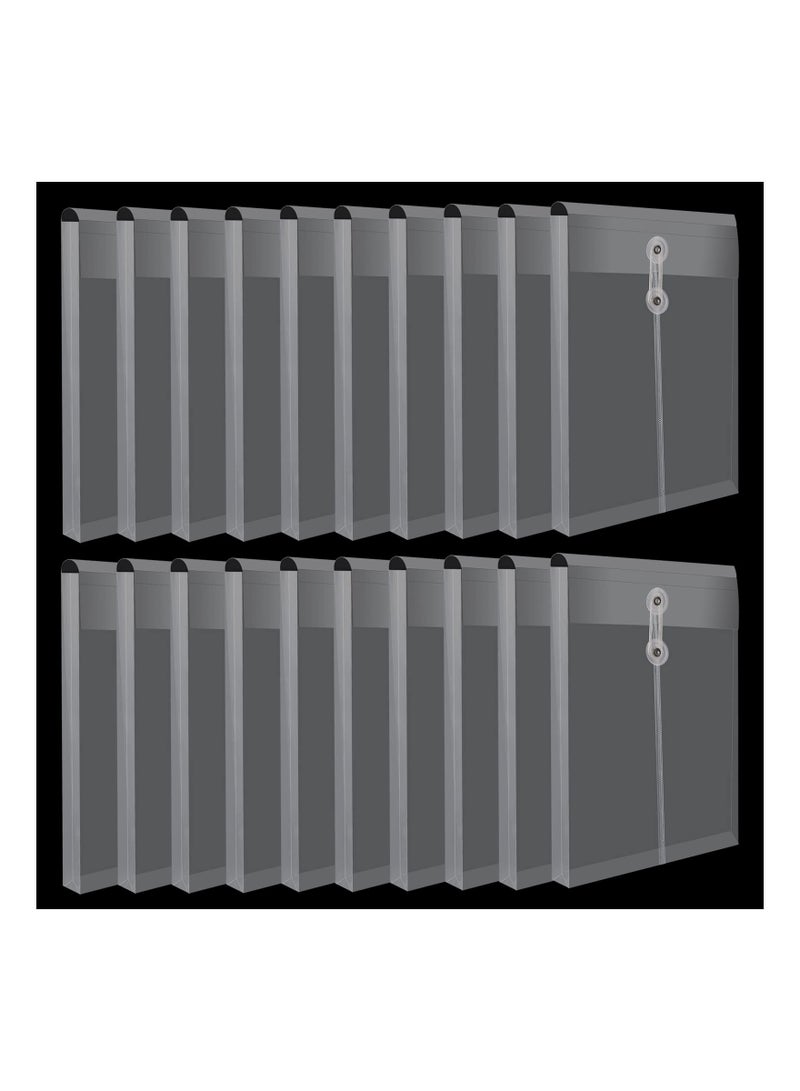 SOLARAE محافظ بلاستيكية شفافة،Folders بلاستيكية مقاومة للماء A4 - 3 سم توسيع، إغلاق بحبل، محافظ مستندات للمكتب، المدرسة، السفر (20 حزمة) - Image 1