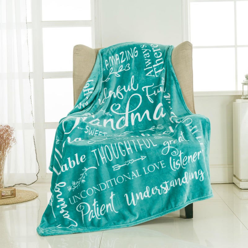 Piwaka Piwaka Grandma Blanket  Mothers Day  Birthday Gift Box for Grandma from Grandkids Cozy Fleece Throw for Grandmother Nana Abuela Gigi Sentimental Present to Celebrate Love and Warmth Teal 