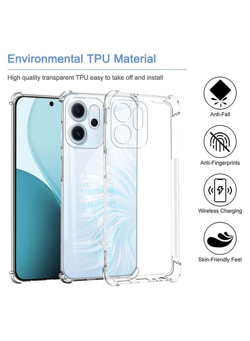 Transparent protective case suitable for OPPO Reno 14F/Reno 14 FS 5G, with 3-piece screen protector, ultra-thin soft TPU corner bumper airbag drop protection shockproof and scratch-resistant mobile - Image 3