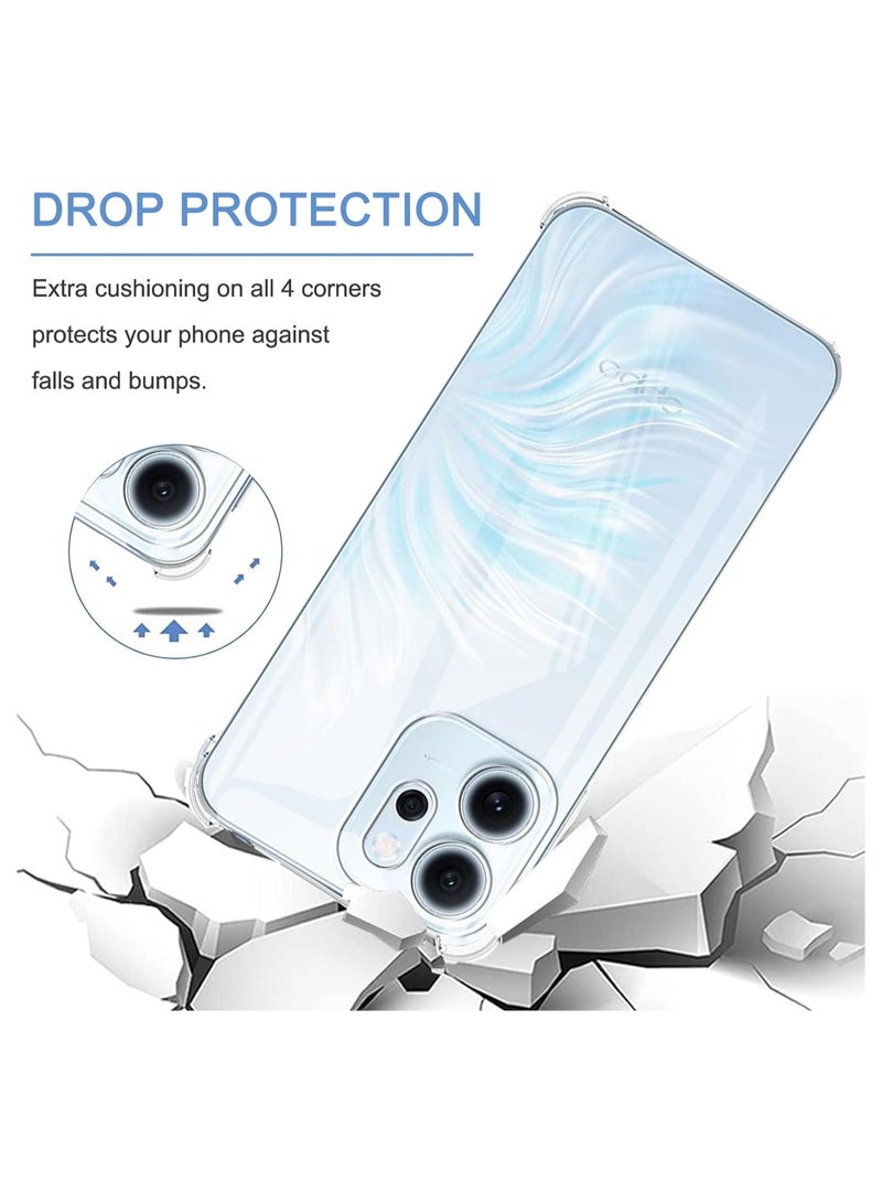 Transparent protective case suitable for OPPO Reno 14F/Reno 14 FS 5G, with 3-piece screen protector, ultra-thin soft TPU corner bumper airbag drop protection shockproof and scratch-resistant mobile - Image 2