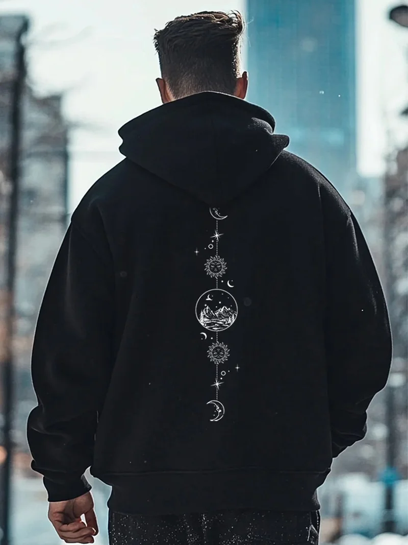 نوبيرو Black Oversized Hooded Sweatshirt for Men