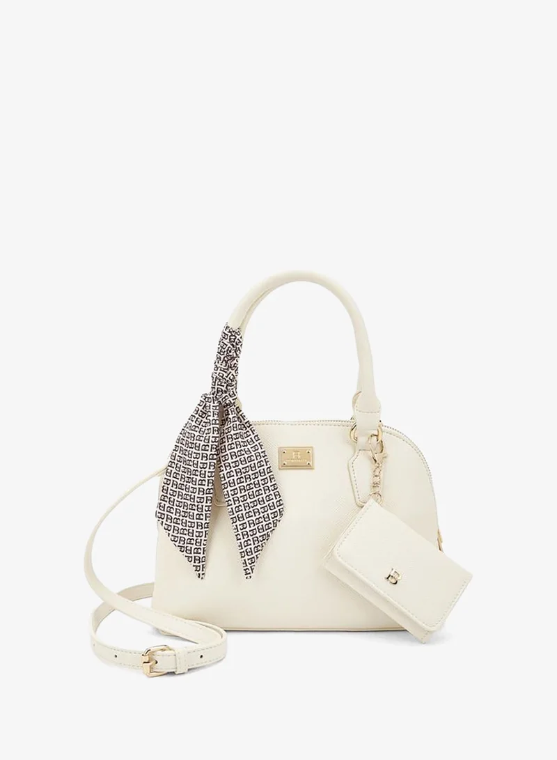 Flora Bella Scarf Accent Crossbody Bag with Detachable Pouch
