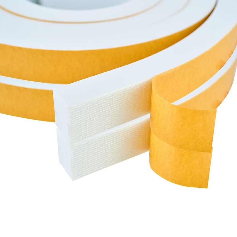 High Density Foam Weather Stripping Door Seal Strip Insulation Tape Roll for Insulating Door Frame Window Air Conditioner Self Adhesive Sealing Weatherstrip White 1 in 34 in x 13 Ft