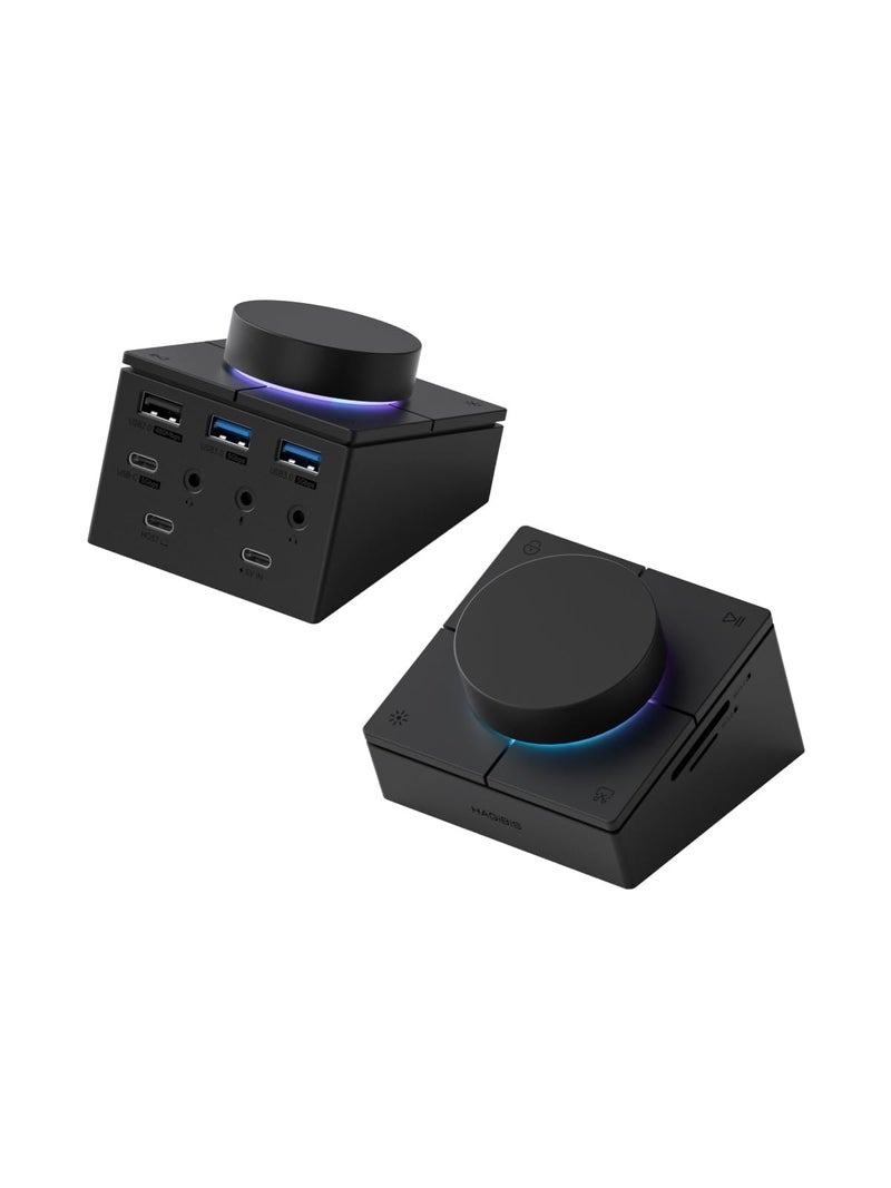 Hagibis Knob USB C Hub with Shortcut Buttons, RGB Type-C Docking Station with 5Gbps USB-C, 2 USB3.0, 3.5mm Jack, SD/Micro SD3.0, USB2.0 for MacBook iPad Pro Laptop (Black AG) - Image 1