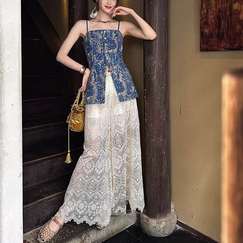 New Chinese Style Denim Sleeveless Camisole - Image 4