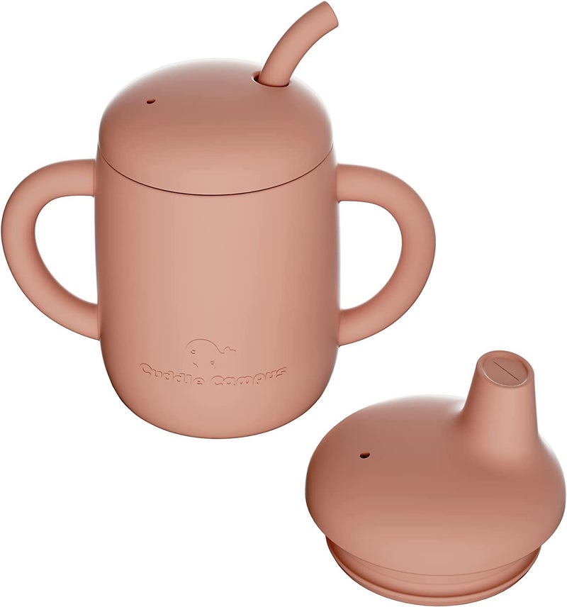 Cuddle Campus Sippy Cups 7OZ, [4 in 1] Baby Cups, Shatterproof Silicone Straw Cup,Open Cup for 6M, 6M+,6-12 Months,1/1+ Year Old Baby,Toddler - Image 1