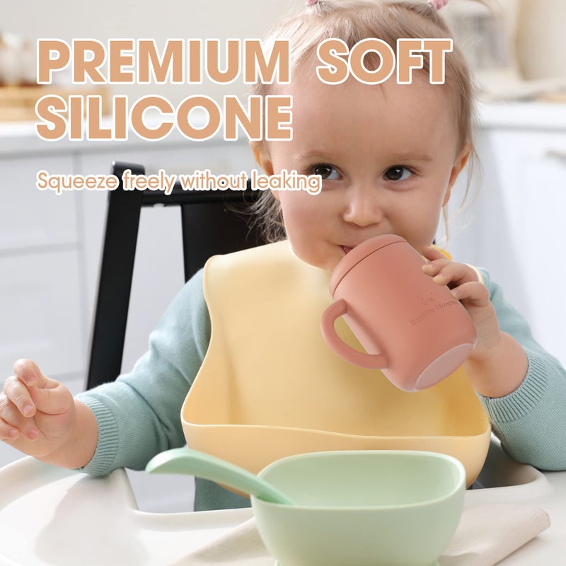 Cuddle Campus Sippy Cups 7OZ, [4 in 1] Baby Cups, Shatterproof Silicone Straw Cup,Open Cup for 6M, 6M+,6-12 Months,1/1+ Year Old Baby,Toddler - Image 5