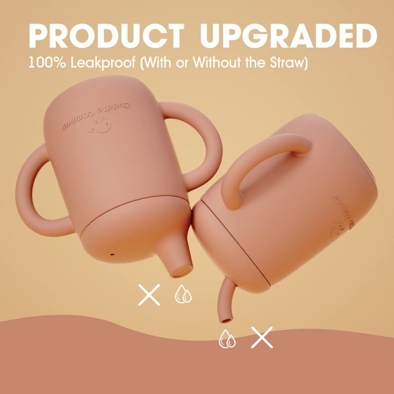 Cuddle Campus Sippy Cups 7OZ, [4 in 1] Baby Cups, Shatterproof Silicone Straw Cup,Open Cup for 6M, 6M+,6-12 Months,1/1+ Year Old Baby,Toddler - Image 3