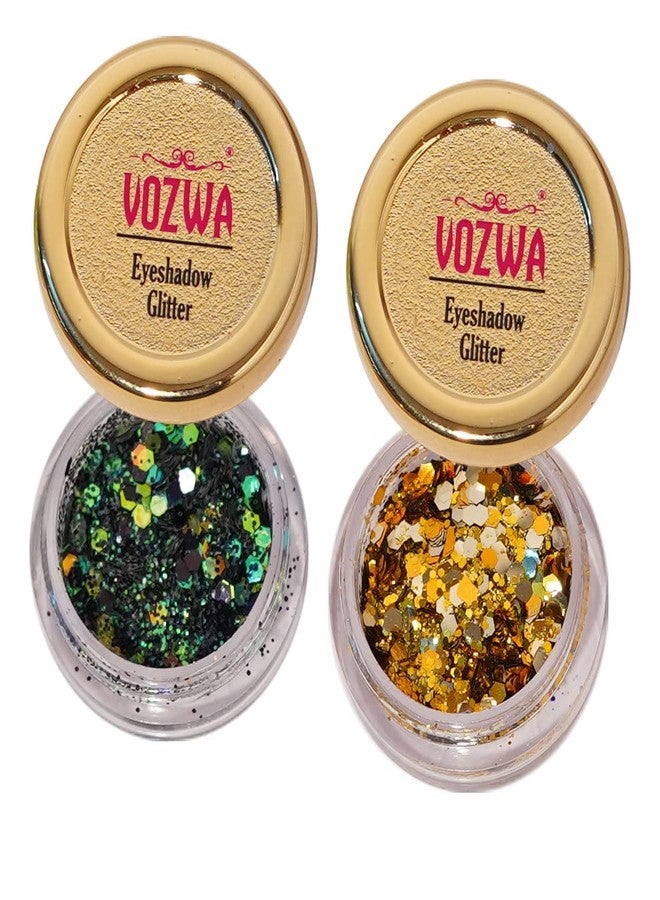 Vozwa Eyeshadow Chunky Glitter (Black Mix + Golden) - Image 1