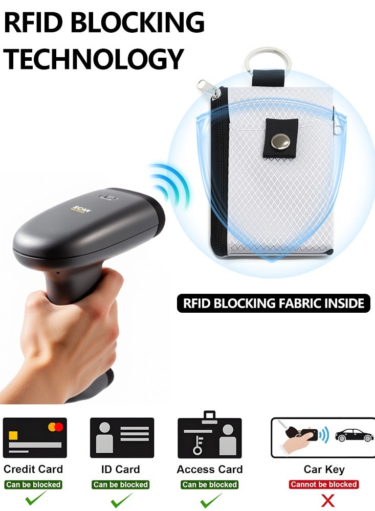 محفظة صغيرة رمادية اللون مضادة للسرقة ومحمية ضد السرقة ومحفظة صغيرة مضادة للسرقة ومحمية ضد السرقة ومقاومة للماء ومزودة بسحاب لحفظ البطاقات والشارات النقدية والمفاتيح بخطافات حبل آمن - Image 4