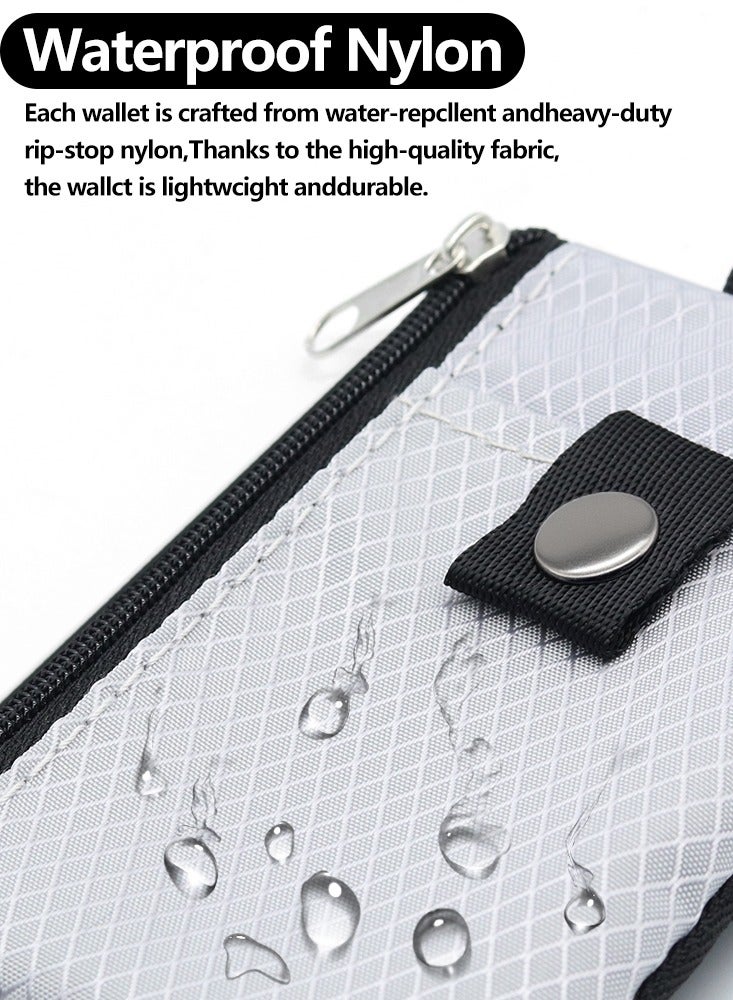 محفظة صغيرة رمادية اللون مضادة للسرقة ومحمية ضد السرقة ومحفظة صغيرة مضادة للسرقة ومحمية ضد السرقة ومقاومة للماء ومزودة بسحاب لحفظ البطاقات والشارات النقدية والمفاتيح بخطافات حبل آمن - Image 5