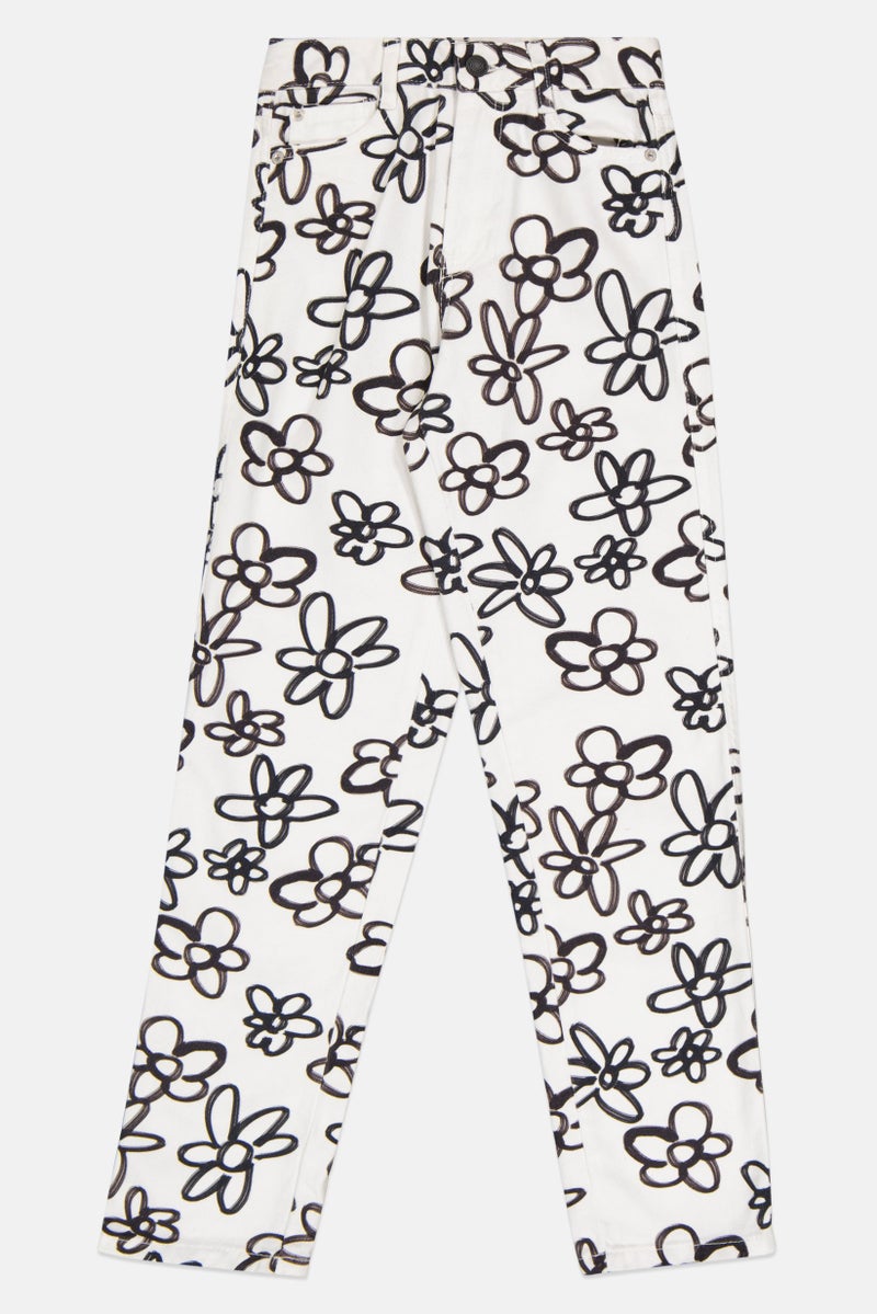 Bershka Women Regular Fit Floral Print Non Stretchable Jeans, Multicolor - Image 2