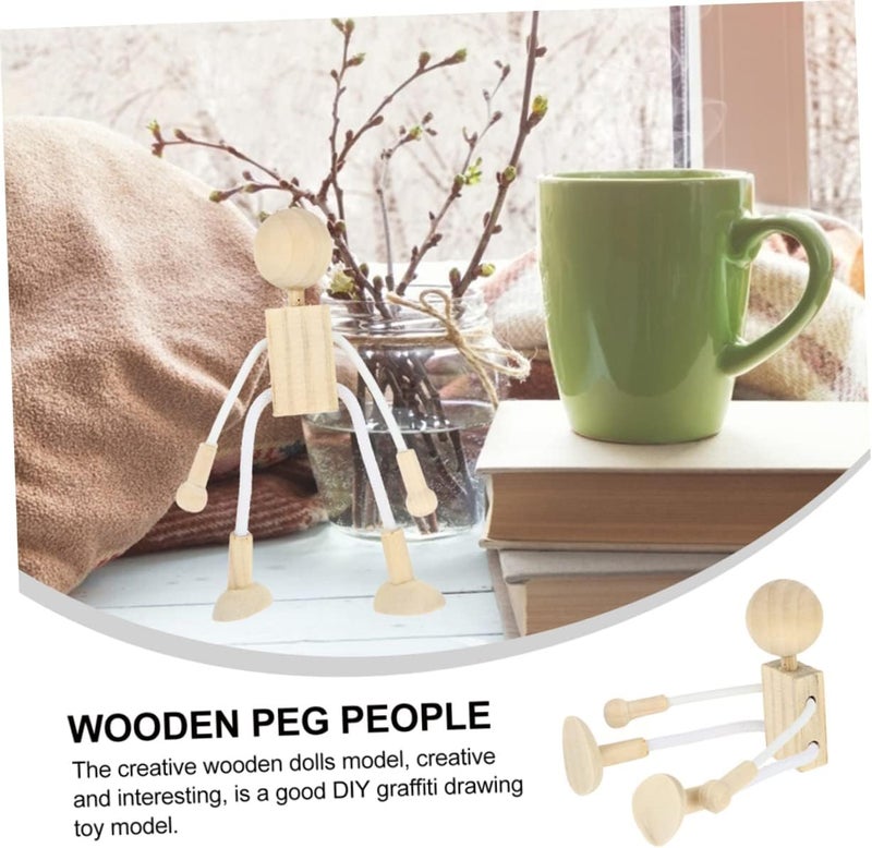 6pcs Unfinished Wooden Craft Dolls for DIY Painting and Decorating Natural Wood Figures for Creative Art Projects and Handcrafts - Image 3