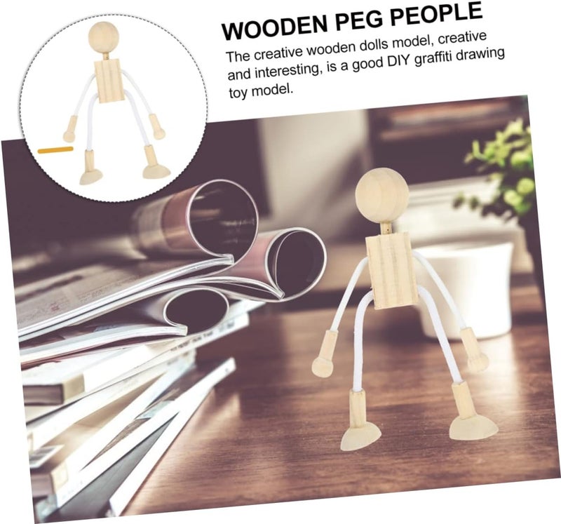 6pcs Unfinished Wooden Craft Dolls for DIY Painting and Decorating Natural Wood Figures for Creative Art Projects and Handcrafts - Image 5