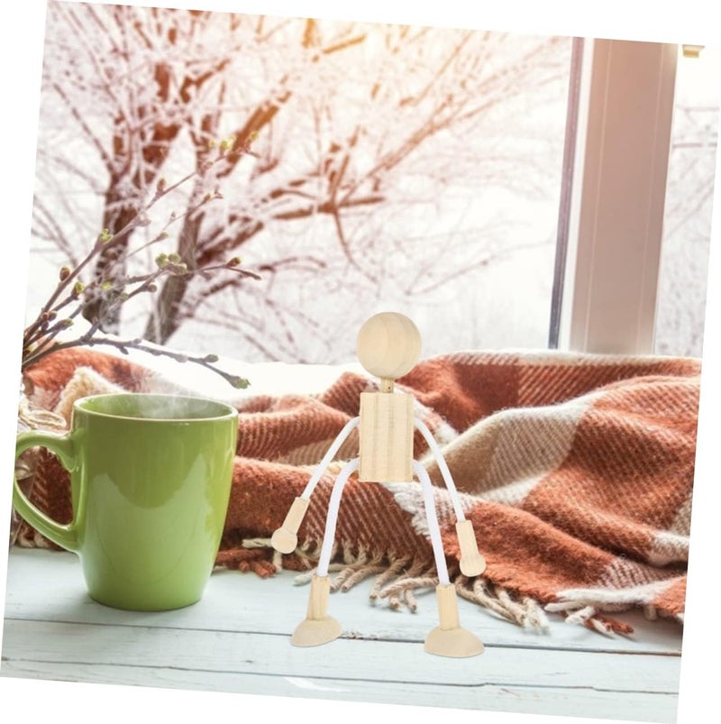 6pcs Unfinished Wooden Craft Dolls for DIY Painting and Decorating Natural Wood Figures for Creative Art Projects and Handcrafts - Image 4