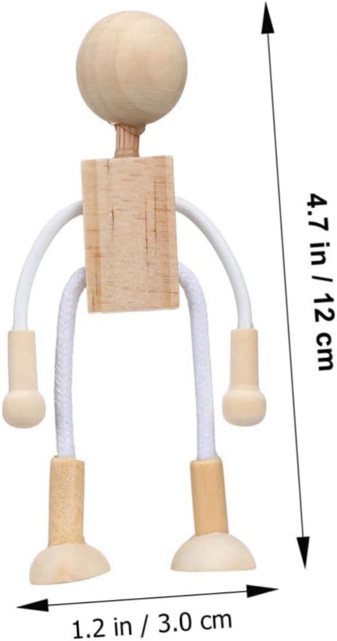 6pcs Unfinished Wooden Craft Dolls for DIY Painting and Decorating Natural Wood Figures for Creative Art Projects and Handcrafts - Image 2