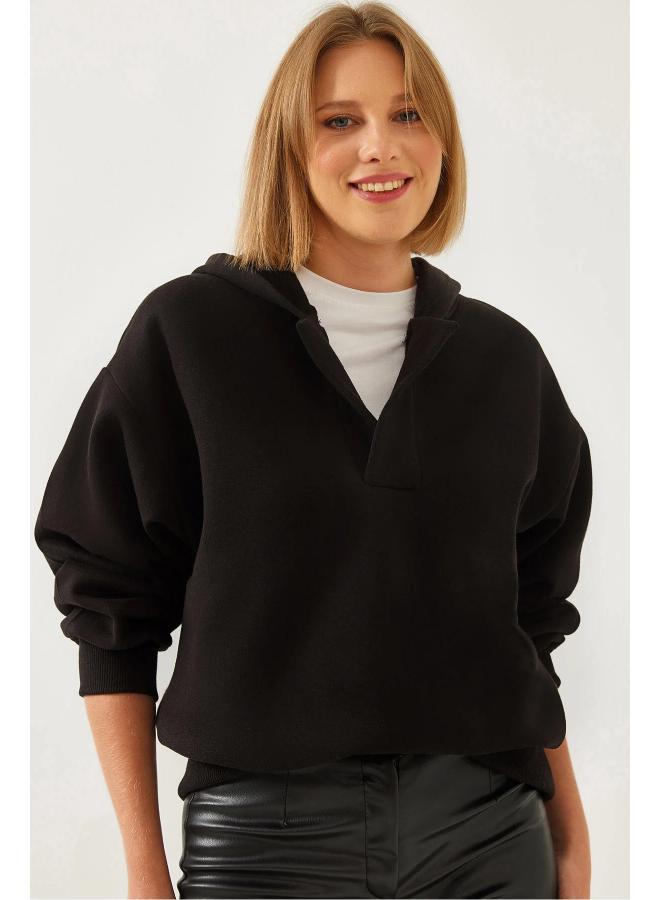 Ginger Basics Polo Neck Oversize Sweatshirt - Image 4