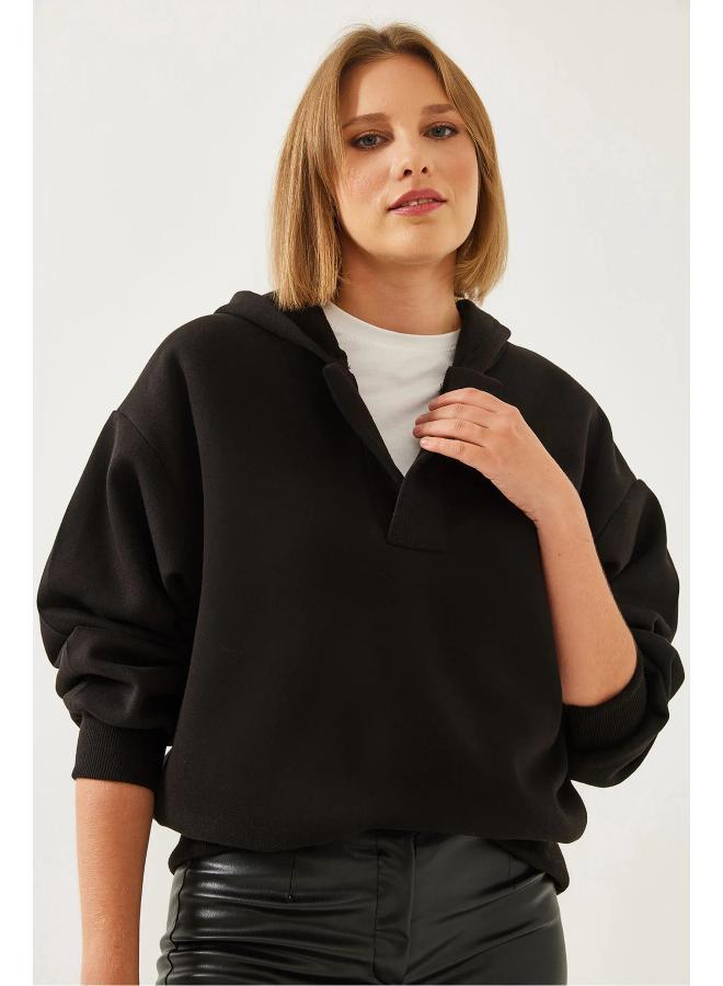 Ginger Basics Polo Neck Oversize Sweatshirt - Image 1