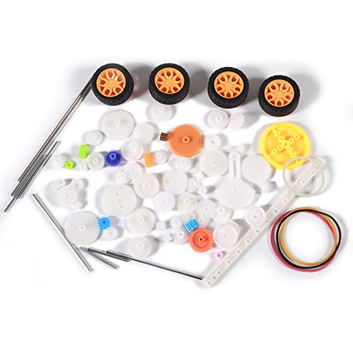 ALAMSCN 78 PCS Plastic Gear Kit Motor Gears Accessories Single Double Reduction Gear Set for Toy Motor Car Robot with Axle Wheel - Image 4
