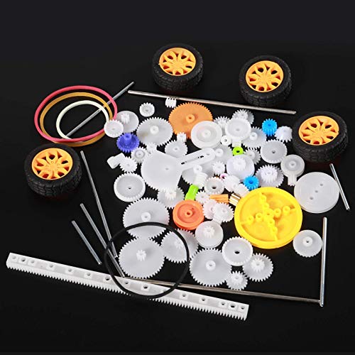 ALAMSCN 78 PCS Plastic Gear Kit Motor Gears Accessories Single Double Reduction Gear Set for Toy Motor Car Robot with Axle Wheel - Image 1