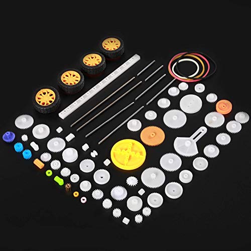 ALAMSCN 78 PCS Plastic Gear Kit Motor Gears Accessories Single Double Reduction Gear Set for Toy Motor Car Robot with Axle Wheel - Image 3