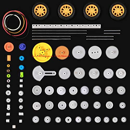ALAMSCN 78 PCS Plastic Gear Kit Motor Gears Accessories Single Double Reduction Gear Set for Toy Motor Car Robot with Axle Wheel - Image 2