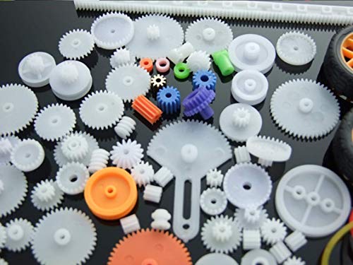 ALAMSCN 78 PCS Plastic Gear Kit Motor Gears Accessories Single Double Reduction Gear Set for Toy Motor Car Robot with Axle Wheel - Image 5
