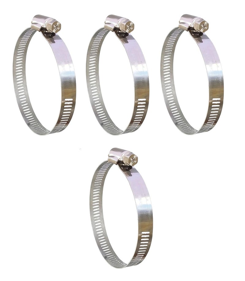 ES EKSAFAR ESEKSAFAR Alloy Stainless steel Hose clamp 4 inch Clamp size adjust (50mm to 100mm) (Steel 4pcs 4 inch) - Image 1