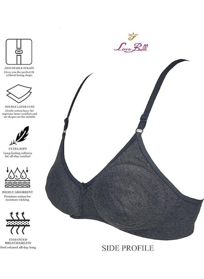 Love Bell - Love Bell Women's Everyday Bra - Non-Padded Soft Cup T-shirt Bra - Premium Cotton - Seamless, Moulded, 18 hour Tshirt Bra - Image 1