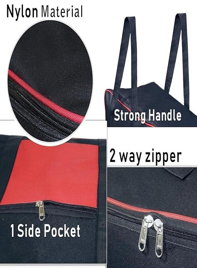 Agroha Fabric Underbed Storage Bag Moisture Proof Cloth Organiser Big Underbed Storage Bag With Zippered Closure And Handle (54X46X28Cm) (Pack Of 2, Red Black) - Image 2