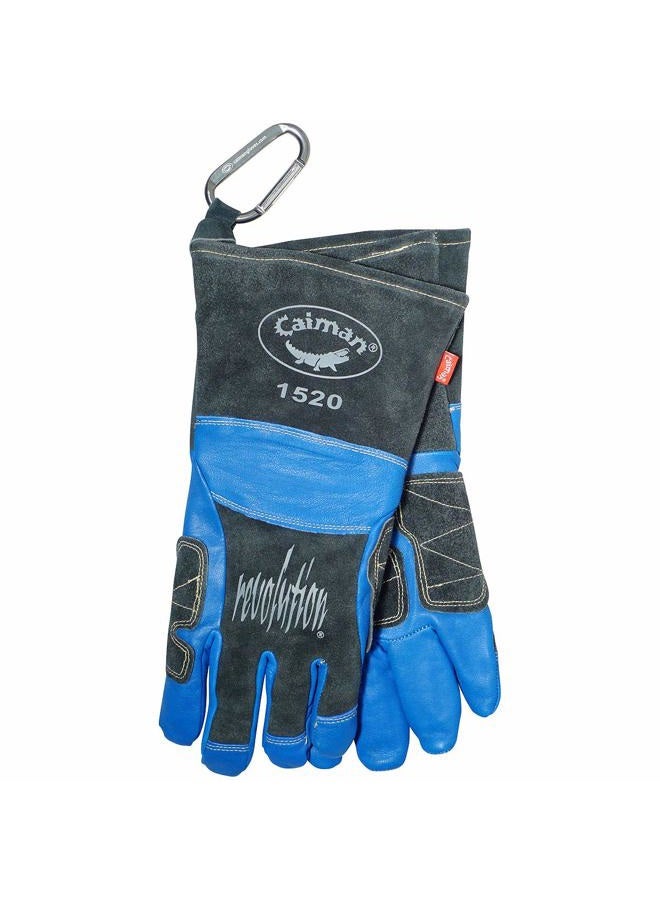 Caiman Blue/Charcoal Goat Grain, Kontour Welding Gloves, Arched Wrist, Wool Insulated, Reinforced Palm, Index & Side, One Size - Image 5