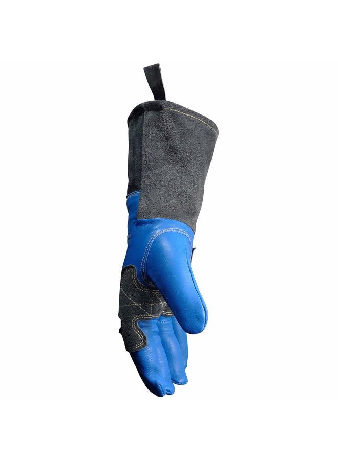 Caiman Blue/Charcoal Goat Grain, Kontour Welding Gloves, Arched Wrist, Wool Insulated, Reinforced Palm, Index & Side, One Size - Image 4