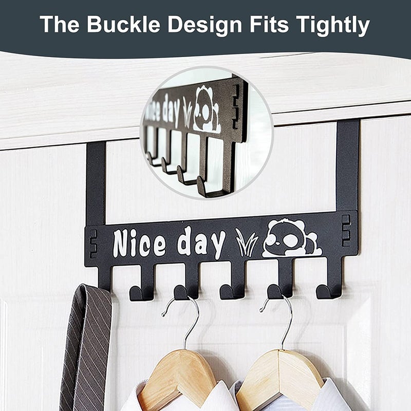 ATCAN Over The Door Hook Door Hanger Towel Rack with 6 Coat Hooks for Hanging Towel Heavy Duty Stainless Steel Over Door Coat Rack for TowelsClothesBack of Bathroom 2 Pcs Black - Image 4