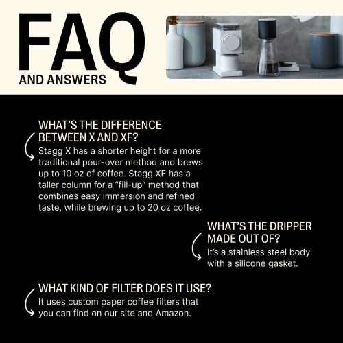 Fellow Stagg Pour-Over Coffee Dripper 20 oz [XF], For Brewing a 20 oz cup of Coffee, Stainless Steel Double Wall Vacuum Insulated, Non-Clogging, Fast Drip, Portable Coffee Maker + 20 Filters - Image 3