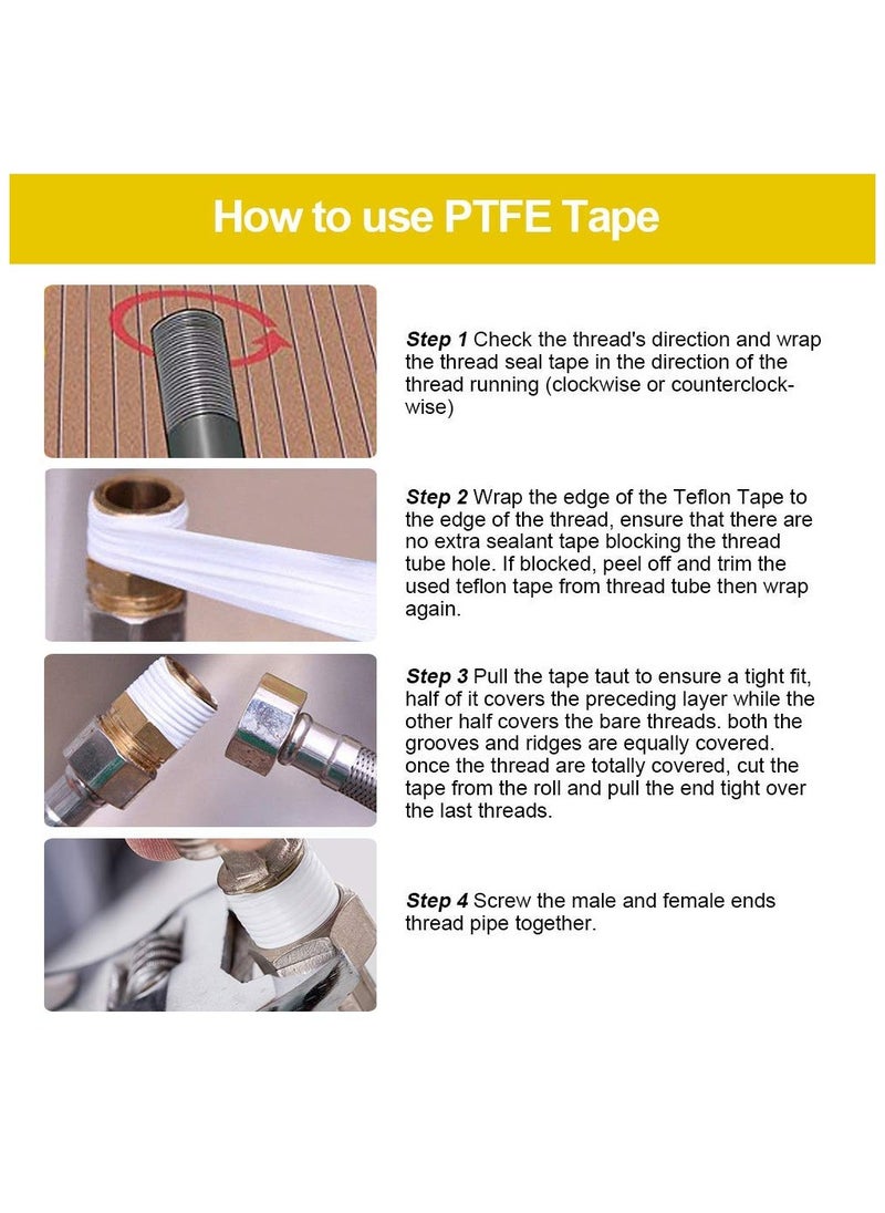 سوكاني مانع للتسرب من ، PTFE، 12 ملم × 0.075 ملم × 10 متر، عبوة من قطعتين، شريط بي تي اف 2  - Image 4