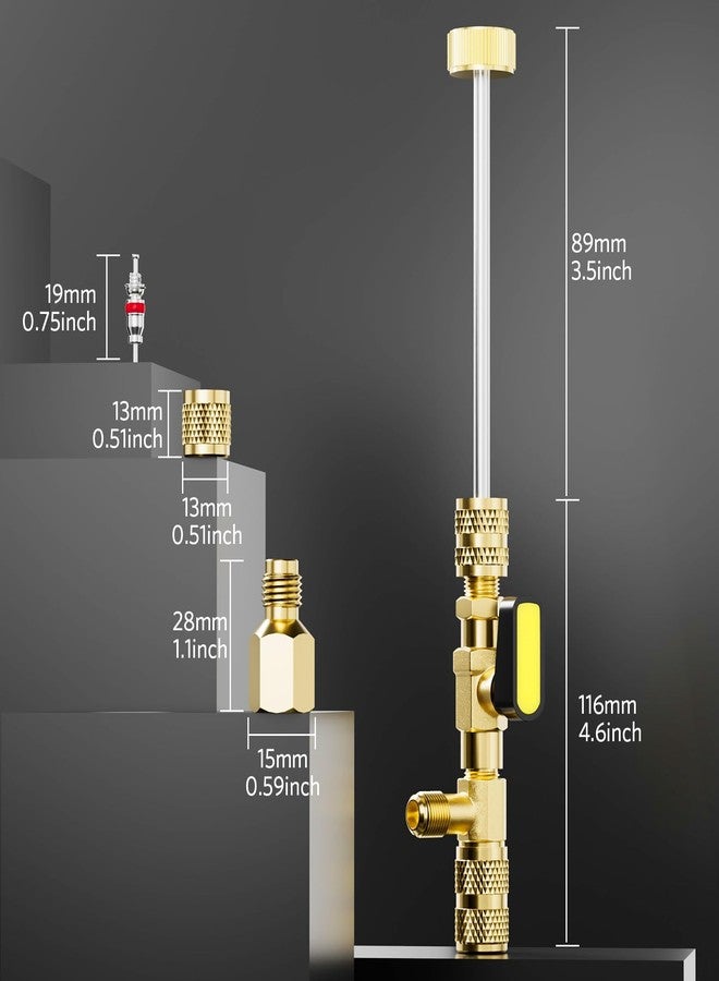 HTOMT Valve Core Remover Installer Tool with Dual Size SAE 1/4 and 5/16 Port Brass Adapter, Schrader Valve Tool for R22 R410a Refrigerant Systems with 20pcs Valve Cores - Image 4
