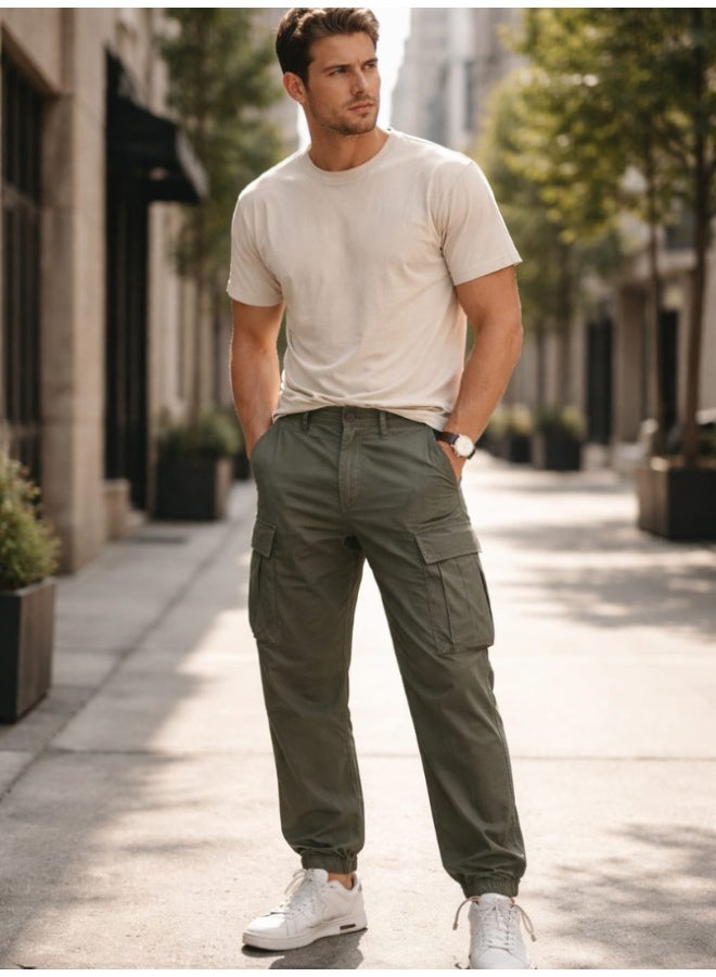 Sporty Men's 100% Cotton Cargo Pants – 180 GSM Durable Fabric, Breathable & Versatile All-Day Comfort Trousers. - Image 1